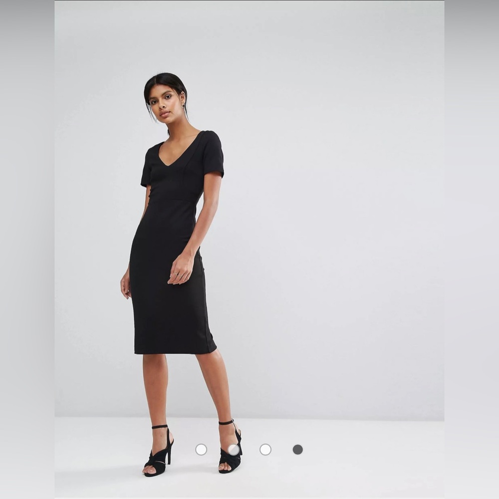 French Connection Lula Stretch V Neck Dress
